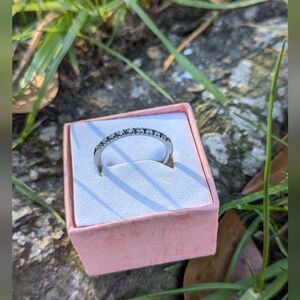 Dainty Blue & White Sapphire Barely There Stacking Band (7.5)